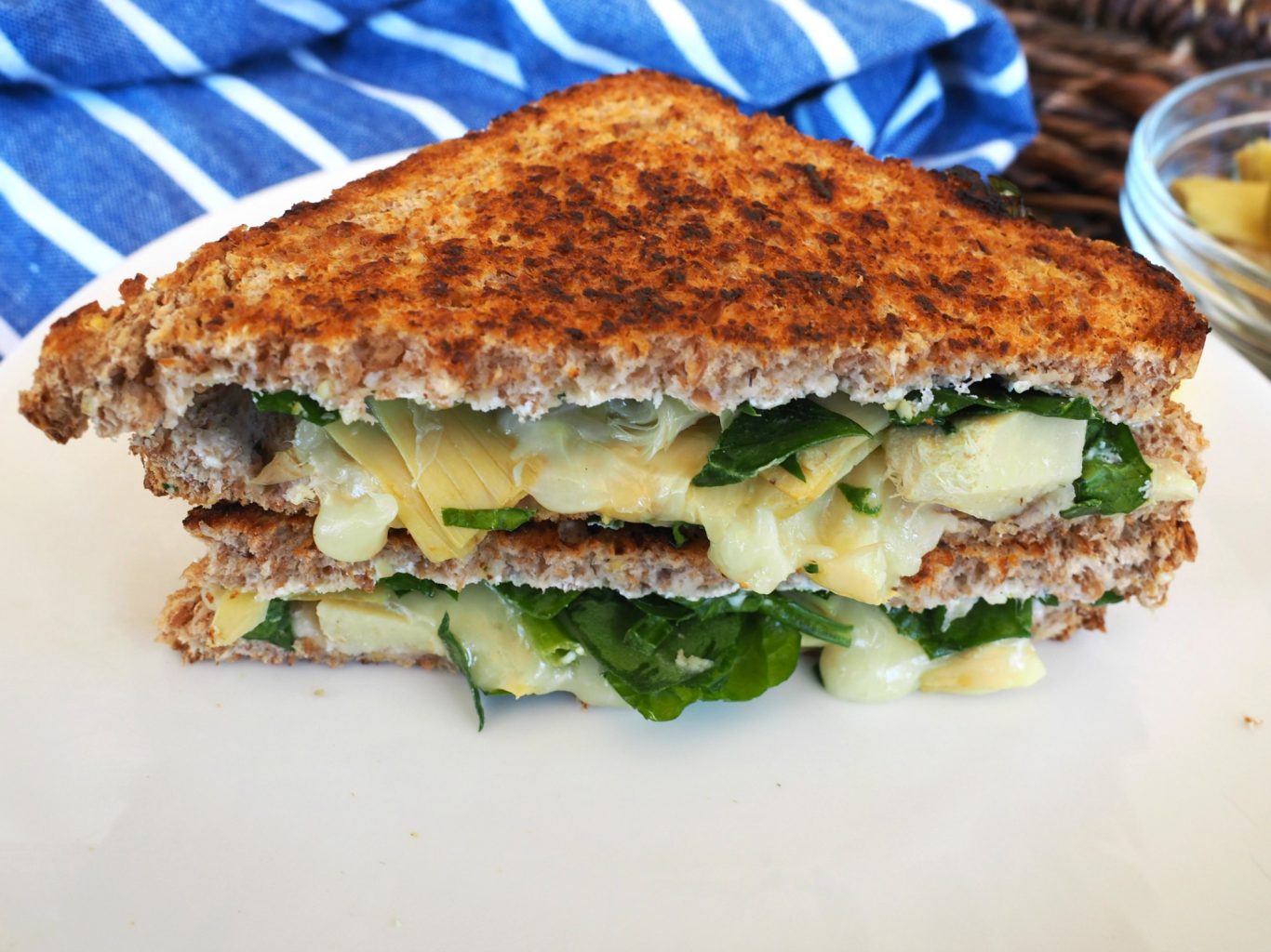 grilled cheese, grilled cheese ideas, fancy grilled cheese, gourmet grilled cheese recipes, lunch, easy lunch ideas, sandwiches, sandwich recipes, hot sandwich recipes, spinach lunch recipes, artichoke recipes,artichoke dip,