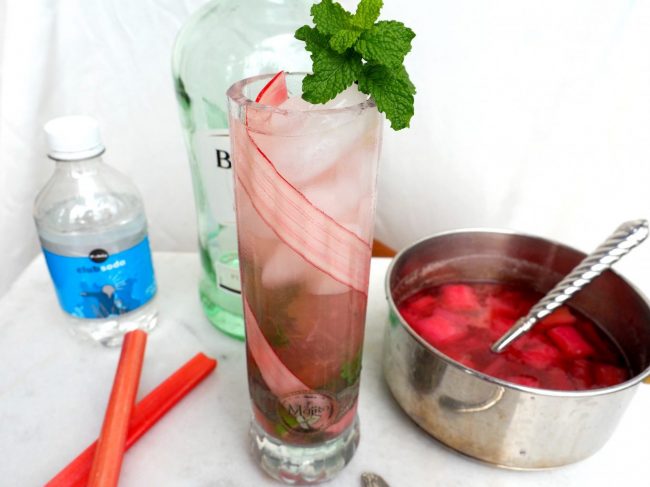 rhubarb cocktail,bacardi rum, bacardi rum cocktails, rhubarb mojito, rhubarb cocktail ideas, mojito,