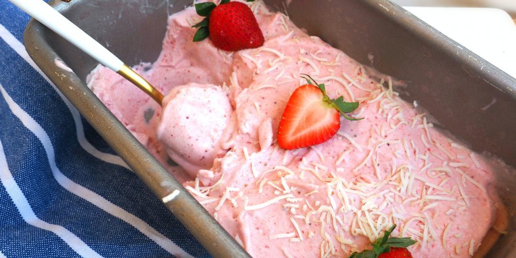 nice cream, healthy ice cream, dairy free ice cream, strawberry dessert, summer desserts, no churn ice cream, easy ice cream, banana ice cream