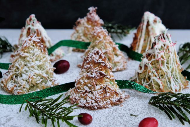 coconut macaroons, how to make coconut macaroons, easy coconut macaroon recipe, quick coconut macaroon recipes, christmas tree cookies, christmas tree shaped cookies, cookies shaped like christmas tree, christmas cookies, easy christmas cookies, homemade christmas cookie recipes, easy christmas cookie recipes, coconut macaroon trees