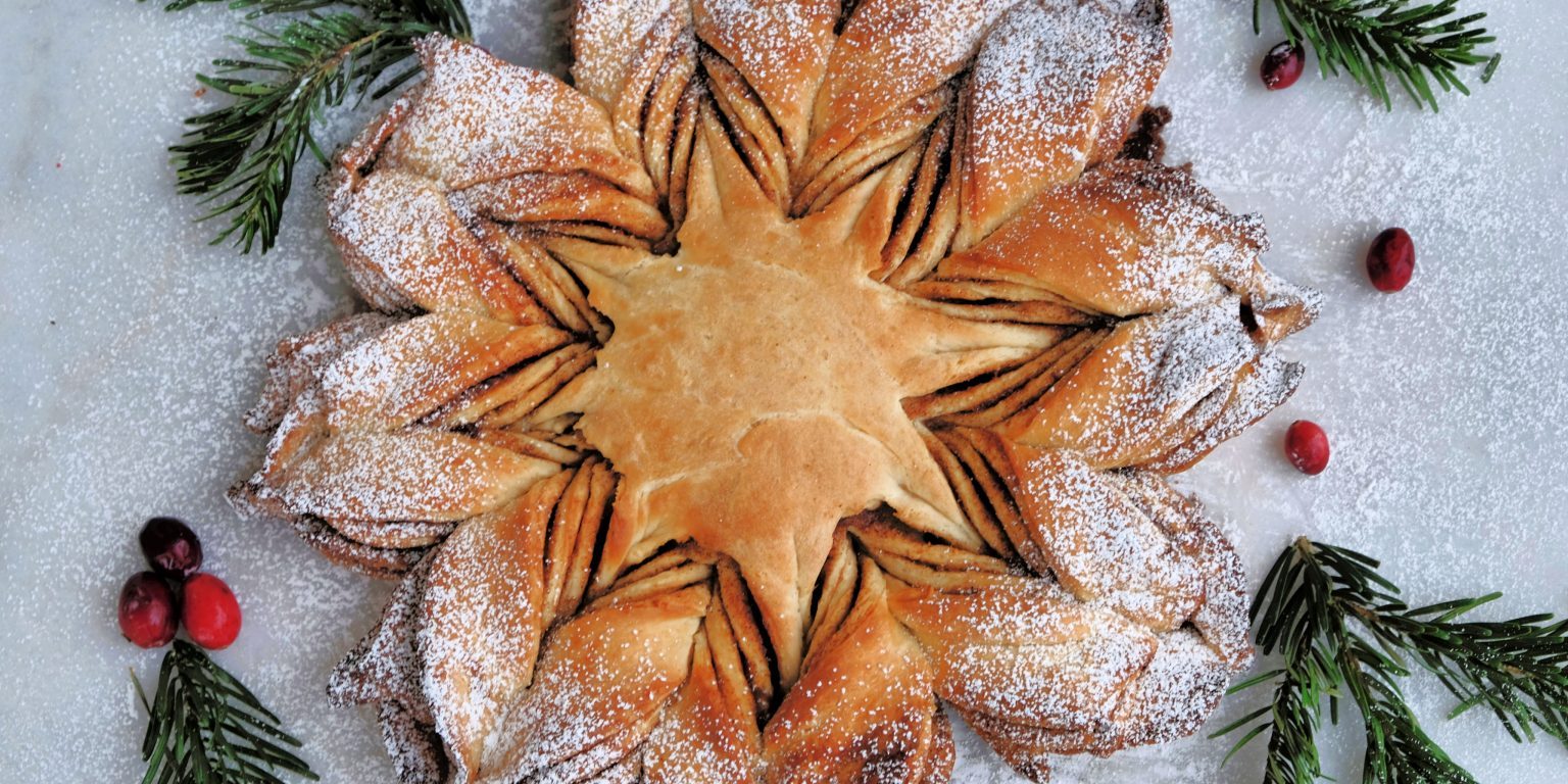 how to make a star bread, star bread, christmas star bread, holiday Christmas bread, christmas baking, christmas morning baking recipes, christmas recipes, christmas baking recipes, baking recipes for holidays, holiday baking recipes, bread recipes, holiday bread recipes, holiday recipes, holiday breakfast recipes, cardamom recipes, cardamom bread recipe, cardamom rolls, free online bread recipes