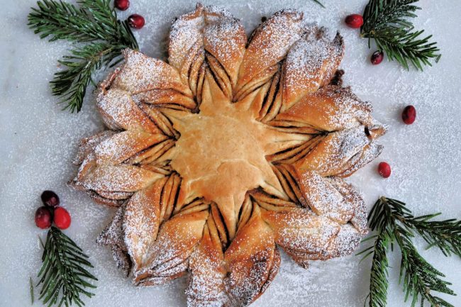 how to make a star bread, star bread, christmas star bread, holiday Christmas bread, christmas baking, christmas morning baking recipes, christmas recipes, christmas baking recipes, baking recipes for holidays, holiday baking recipes, bread recipes, holiday bread recipes, holiday recipes, holiday breakfast recipes, cardamom recipes, cardamom bread recipe, cardamom rolls, free online bread recipes