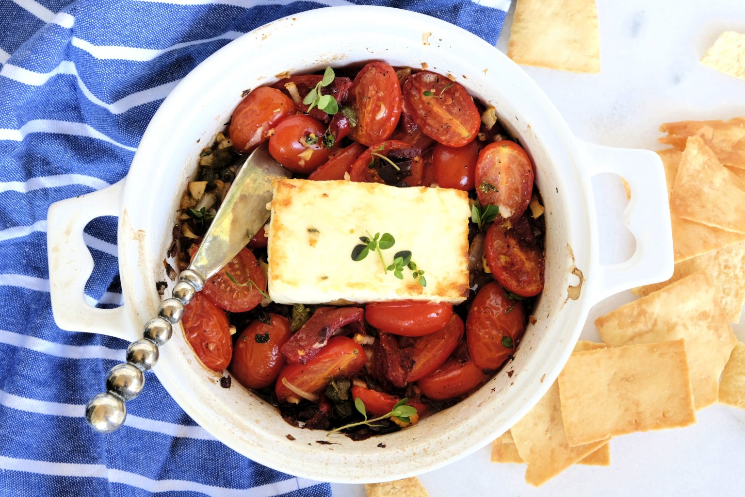 baked feta, easy baked feta recipe, baked feta appetizer, cheese appetizer ideas, easy appetizers, healthy appetizer recipe, mediterranean style appetizers, how to bake feta, quick baked feta recipe, homemade appetizers easy, easy appetizer recipes, quick healthy appetizers, make ahead appetizer recipes, dip recipes, easy dip recipes,