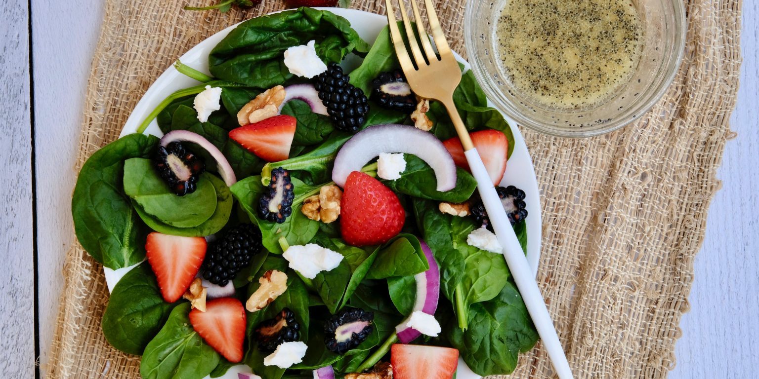 Mixed Berry Salad with Lemon Poppyseed Dressing lemon poppyseed, how to make lemon poppyseed dressing, easy lemon poppyseed dressing recipe, lemon poppyseed vinaigrette, spring salad, spring salad recipes, easy spring salad recipes, spring salad ideas, spinach salad, spinach salad recipe, spinach salad ideas, spinach and berry salad, berry salad, salad recipes with berries, strawberry salad recipe, blackberry salad recipe