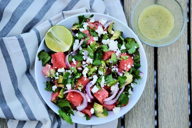 watermelon salad, easy watermelon salad recipe, quick watermelon salad recipe, grilled watermelon, how to grill watermelon, side dish recipe, easy side dishes for summer, summer side dish recipe, summer grilling recipes, summer side dish grilling recipes, grilling recipes, healthy sides,
