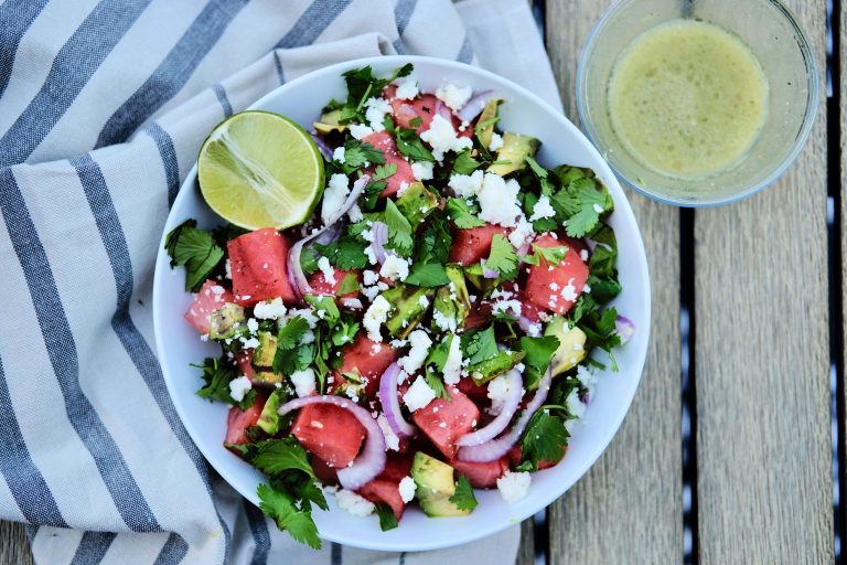 watermelon salad, easy watermelon salad recipe, quick watermelon salad recipe, grilled watermelon, how to grill watermelon, side dish recipe, easy side dishes for summer, summer side dish recipe, summer grilling recipes, summer side dish grilling recipes, grilling recipes, healthy sides,