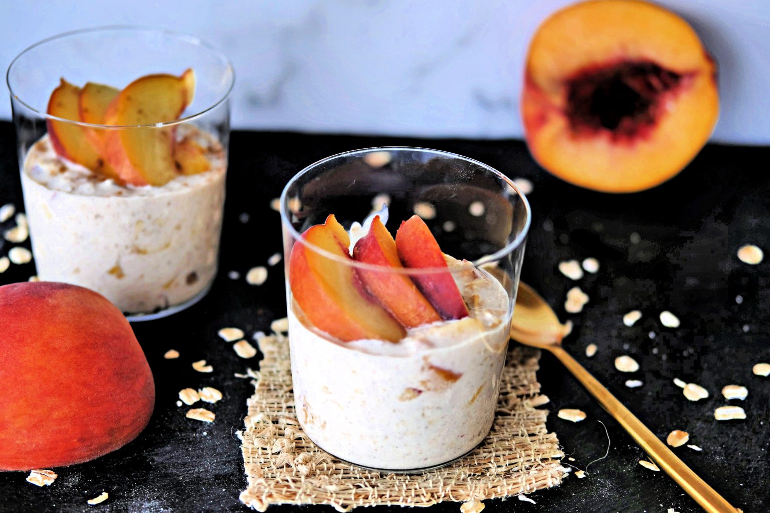 Peach Pie Overnight Oats overnight oats, overnight oats recipe, easy overnight oats recipe, healthy overnight oats recipe, quick overnight oats recipe, homemade overnight oats recipes, quick breakfast recipes, easy breakfast recipes, healthy breakfast recipes,on the go breakfast recipe, on the go breakfast ideas, healthy on the go breakfast recipes,peach breakfast recipes, peach recipes, healthy peach recipes