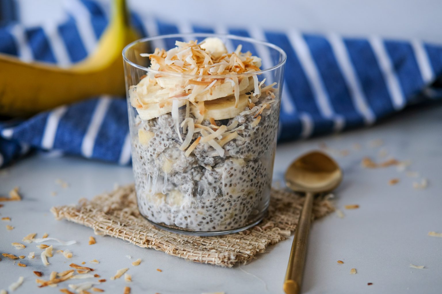 Banana Coconut Chia Seed Pudding chia seed pudding, easy chia seed pudding recipes, quick chia seed pudding recipe, banana chia seed pudding, coconut chia seed pudding, breakfast recipes, easy breakfast recipes, make ahead breakfast recipes, healthy make ahead breakfast recipe