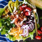 chicken salad, barbecue chicken salad, chicken salad with bbq, summer salad, bbq chicken Cobb salad, greek yogurt ranch dressing,