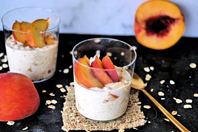 overnight oats, overnight oats recipe, easy overnight oats recipe, healthy overnight oats recipe, quick overnight oats recipe, homemade overnight oats recipes, quick breakfast recipes, easy breakfast recipes, healthy breakfast recipes,on the go breakfast recipe, on the go breakfast ideas, healthy on the go breakfast recipes,peach breakfast recipes, peach recipes, healthy peach recipes
