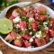 watermelon salad, salad with watermelon, watermelon salad side dish, side dish with watermelon, tequila lime vinaigrette, tequila lime dressing, tequila lime salad dressing, summer side dish, summer sides, cookout sides for summer, easy side dish recipe for summer