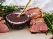 prosciutto wrapped pork tenderloin, pork tenderloin recipes, easy pork tenderloin recipe, sous vide pork tenderloin recipe, sous vide pork tenderloin recipes, how to sous vide pork, how to cook pork tenderloin, blackberry sauce recipe, blackberry demi glace sauce, homemade demi glace, homemade blackberry sauce